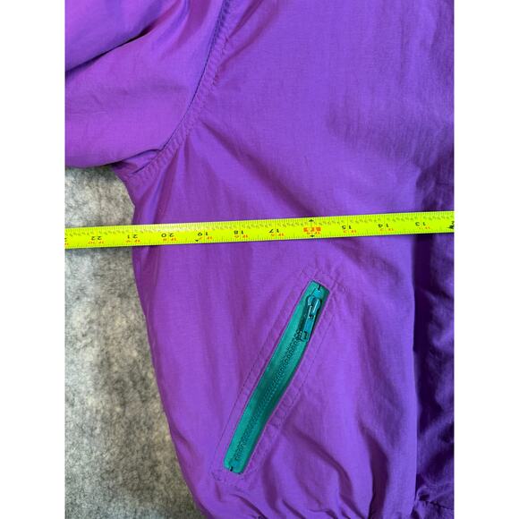 Vtg Eddie Bauer Womens Purple Green Fleece Lined Jacket Medium Made in USA - Picture 7 of 8